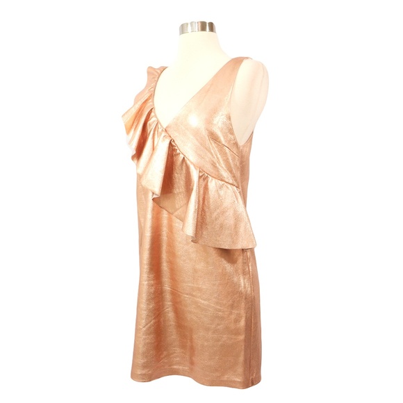 Rose Gold Metallic Ruffle Faux Suede Party… - Picture 8 of 12